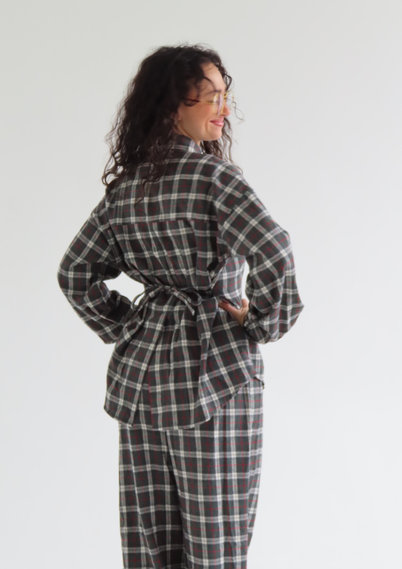 Plaid Zip-Up Top