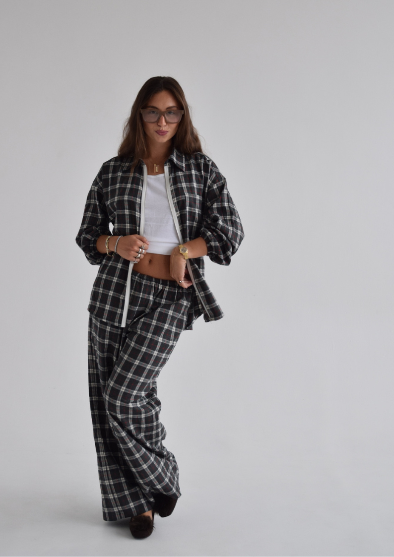 Plaid Elastic Pants