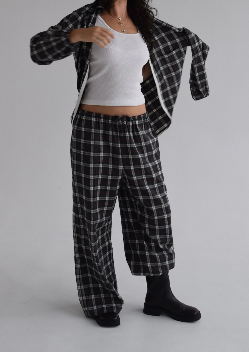 Plaid Elastic Pants