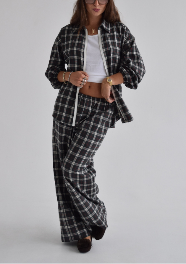 Plaid Zip-Up Top