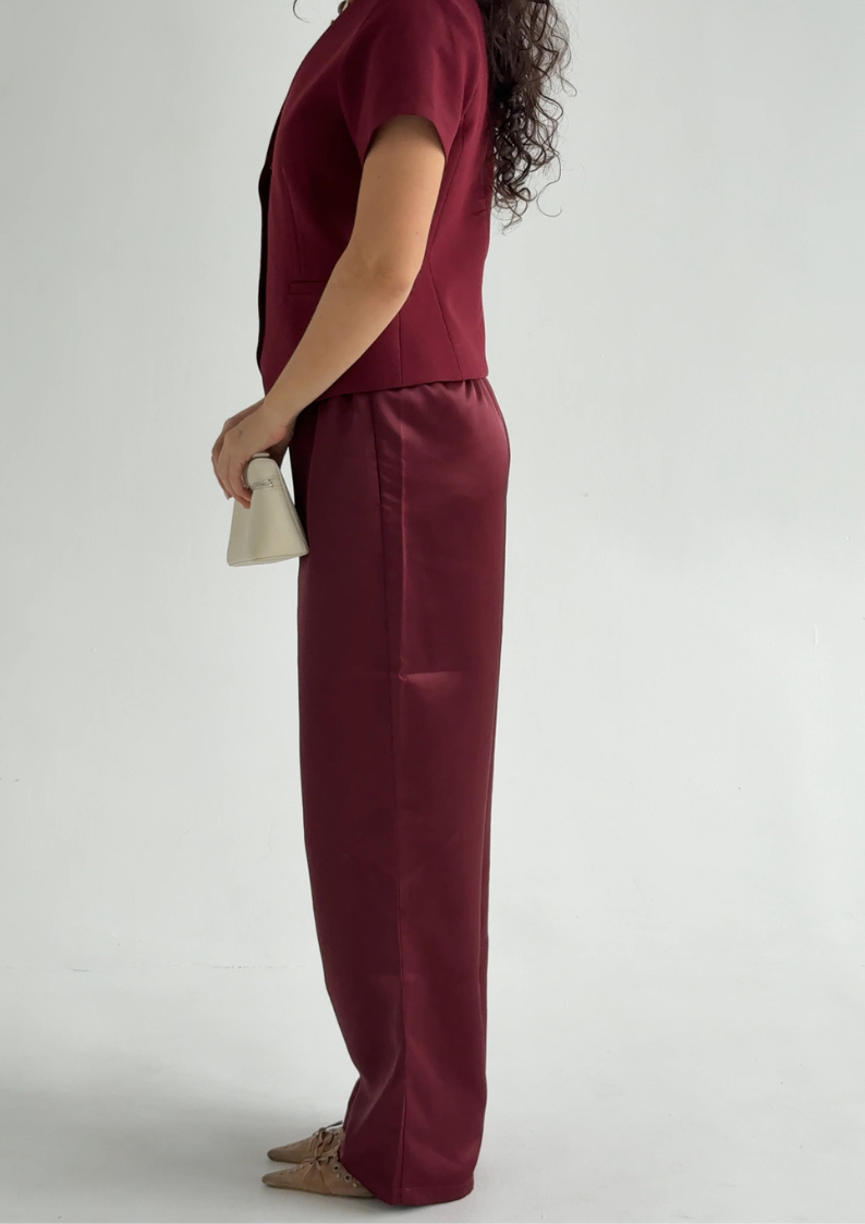 Casey Pant- Cranberry Satin