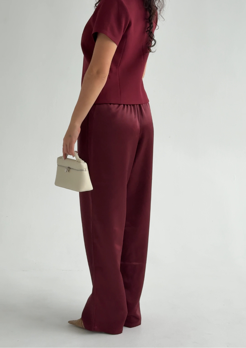 Casey Pant- Cranberry Satin