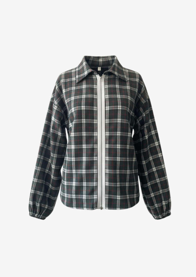 Plaid Zip-Up Top