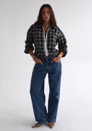 Plaid Zip-Up Top