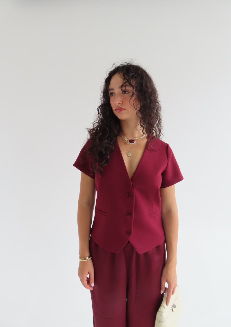 Casey Vest- Cranberry