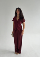 Casey Pant- Cranberry Satin
