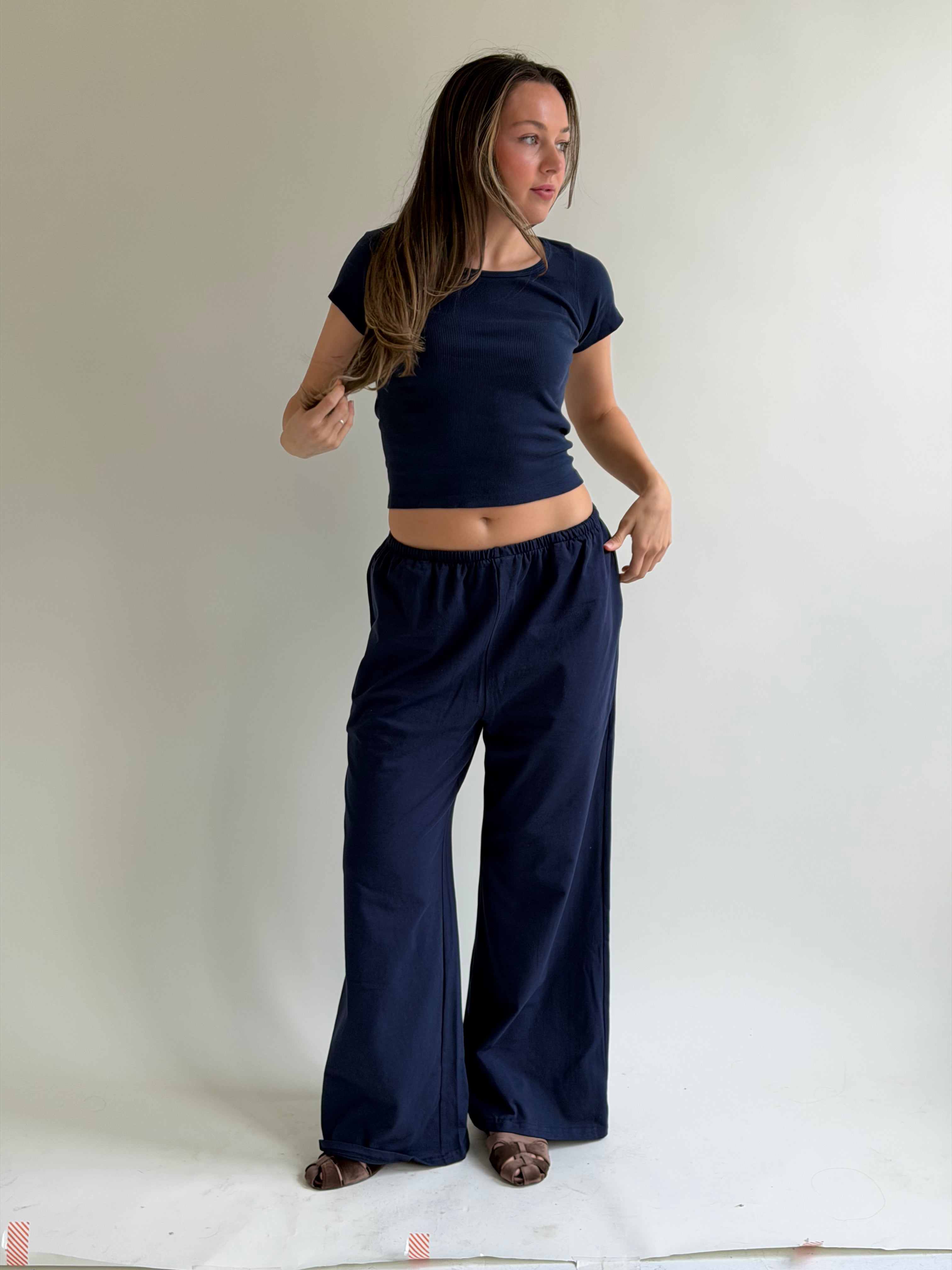 THE T-SHIRT PANT navy (all lengths)