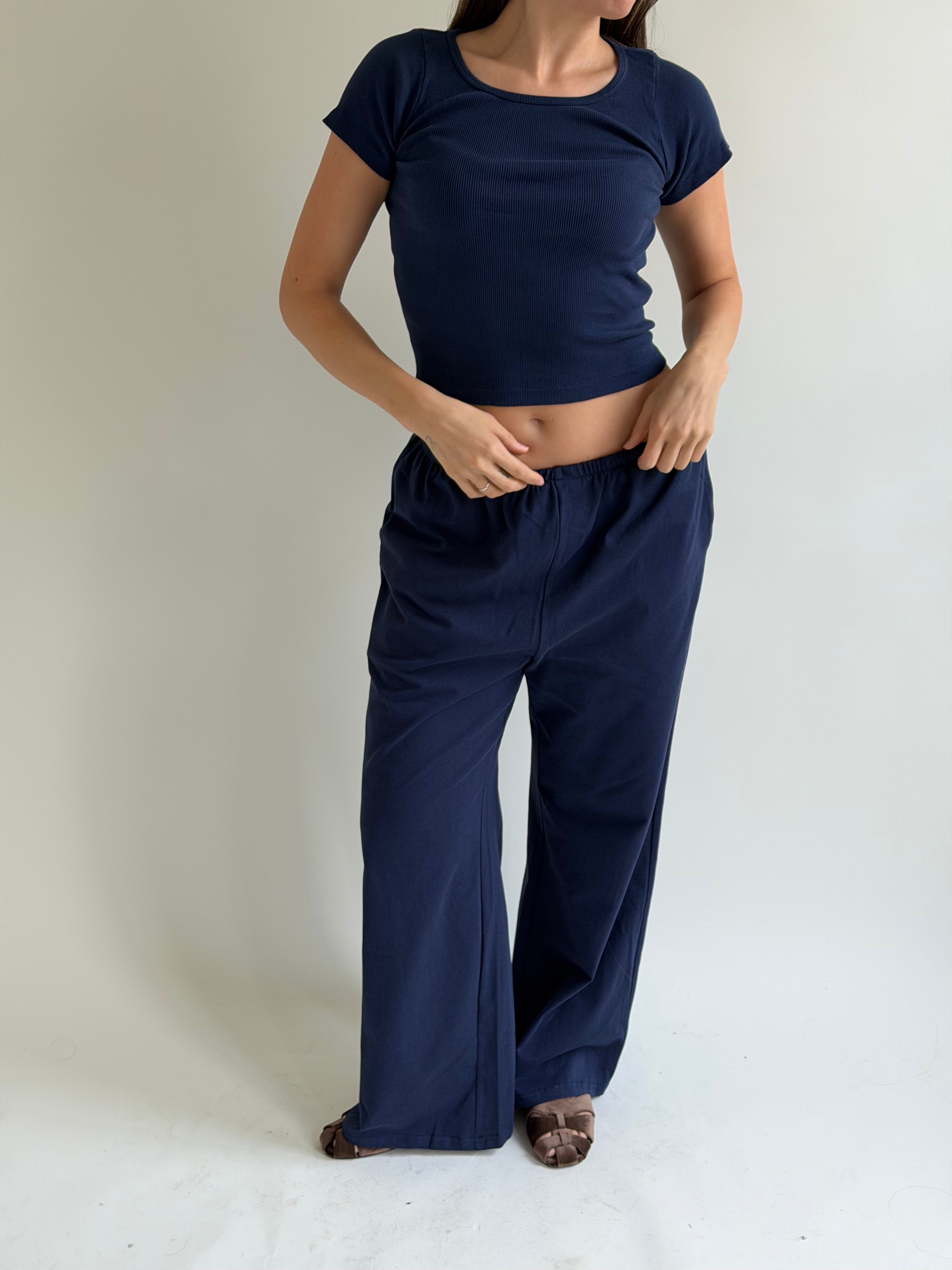THE T-SHIRT PANT navy (all lengths)